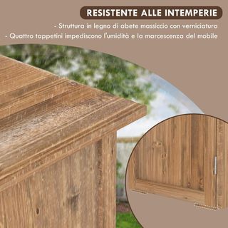 Armario Exterior de Madera de Abeto de 2 Puertas, Caseta de Jardín para Herramientas con Techo y Cierre Magnético, para Jardín y Balcón, 77X55X72 Cm, Marrón
