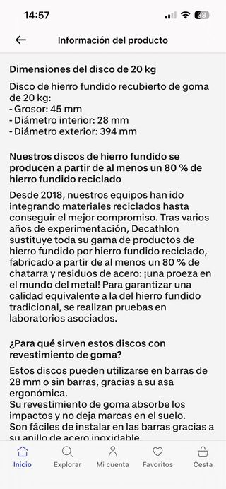 2 Discos de pesa 20 kg