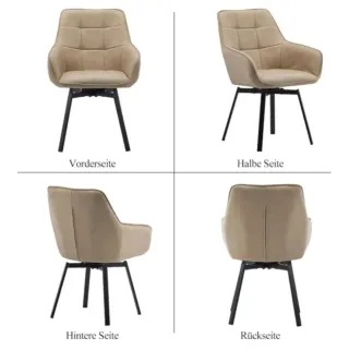 Silla Beige Piel Sintética con Reposabrazos