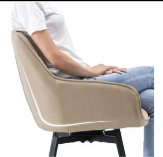 Silla Beige Piel Sintética con Reposabrazos