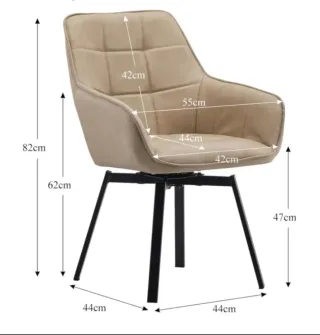 Silla Beige Piel Sintética con Reposabrazos