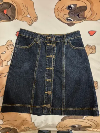 Gonna di jeans blu con bottoni
