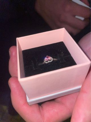 Anillo Pandora Corazón Rosa y Plata