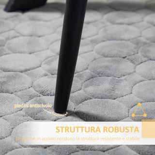 Set de 2 Sillas de Comedor Tapizadas en Tejido Efecto Terciopelo, Sillas de Cocina con Patas de Acero y Diseño Ahorra Espacio, 43X58X90 Cm, Gris y Negro