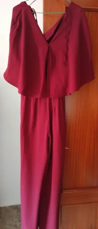 Mono elegante pierna ancha rojo