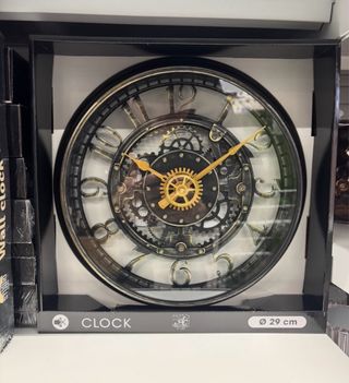 Reloj de Pared Negro y Dorado