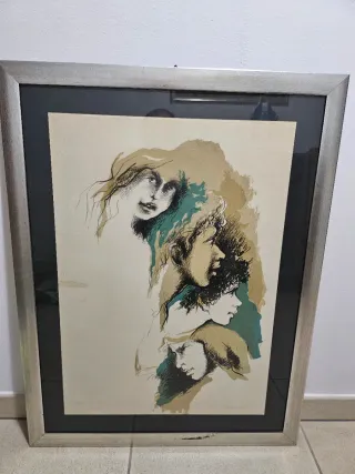 Quadro litografia Augusto Murer su carta incornici