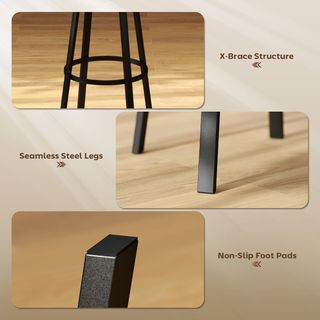 Conjunto de 2 Taburetes de Bar con Respaldo, Taburetes de Cocina de Piel Sintética con Reposapiés, Sillas de Bar Altas Estilo Industrial para Sala de Estar, Comedor, Cocina, Marrón Rústico