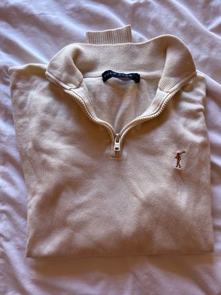 Jersey Polo Club Beige Media Cremallera