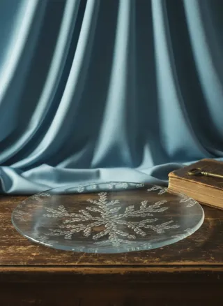 Vassoio vintage vetro fiocco di neve