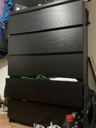 Cómoda de 6 cajones negra