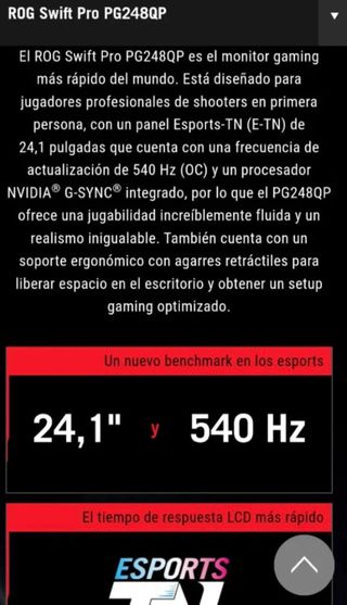 Monitor 540 HZ Gaming ASUS ROG