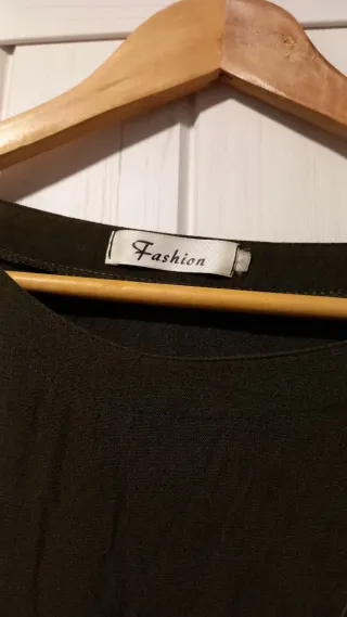 Blusón talla  grande verde militar manga media XXL