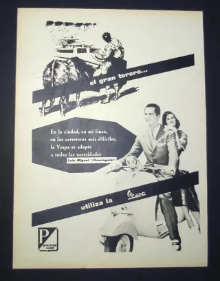 ANUNCIO ORIGINAL VESPA LUIS M. DOMINGUÍN AÑO 1959.