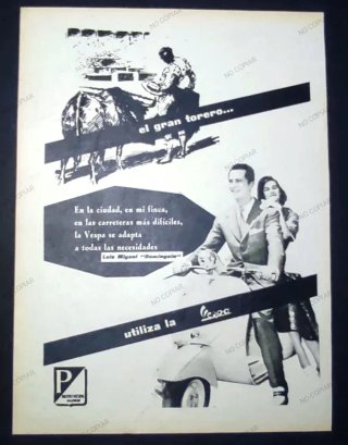 ANUNCIO ORIGINAL VESPA LUIS M. DOMINGUÍN AÑO 1959.