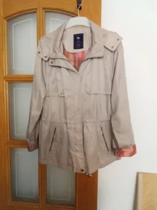 Parka-chubasquero, Chaquetón Beige Mujer