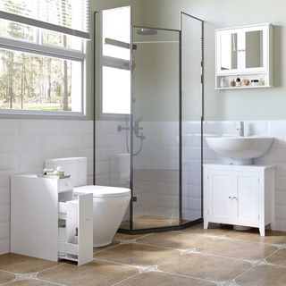 Espejo de Baño Contenedor con Puertas y Estantes Regulables, Espejo de Baño de Vidrio, Mueble Armario de Pared con Espejo, 56X13X58Cm, Blanco