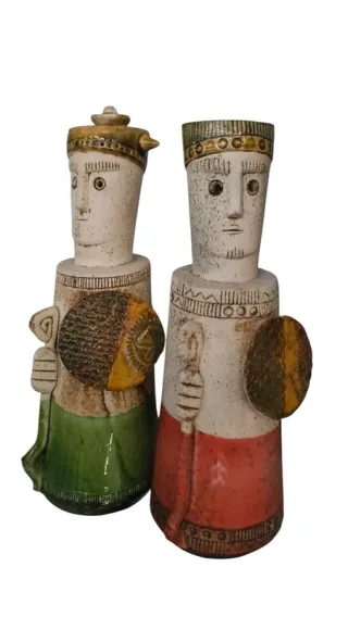 2 Statuette Ceramica Guerrieri Nuragici Domenic