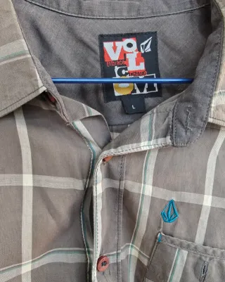 Camisa Volcom de manga larga talla L gris/verde