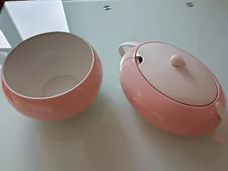 Zuppiera e insalatiera porcellana rosa