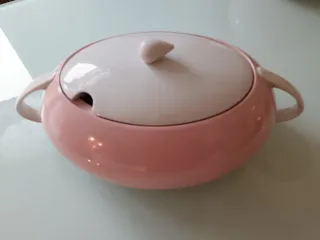 Zuppiera e insalatiera porcellana rosa