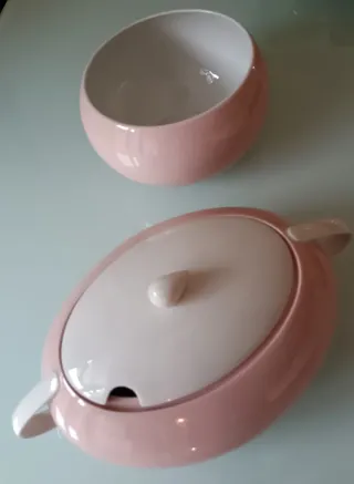 Zuppiera e insalatiera porcellana rosa