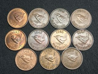 Lote Monedas Farthing 1937-1954 Reino Unido