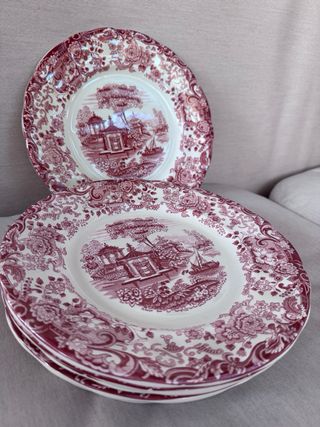 6 Platos La Cartuja Rosa 202