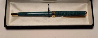Bolígrafo de lujo verde y oro