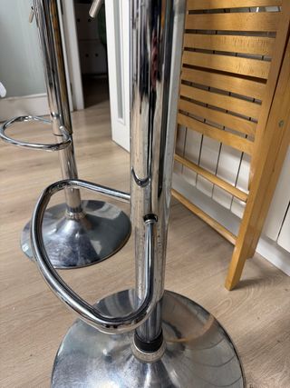 2 Taburetes Altos Cocina Negro/Plata regulables