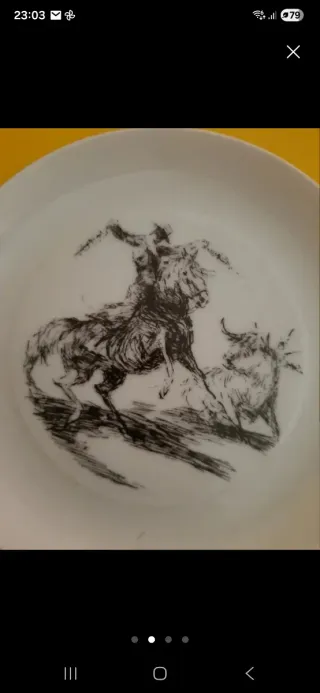 Plato Bidasoa Porcelana Dibujo Toro