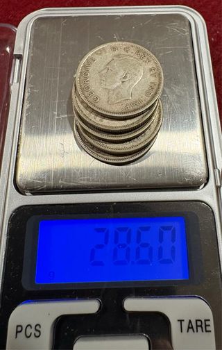 5 Monete da 25 Centesimi Canada Argento