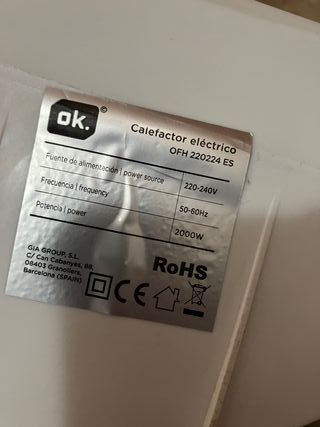 Calefactor Eléctrico OK.