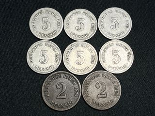 Lote 8 monedas Imperio Alemán 1874-1907