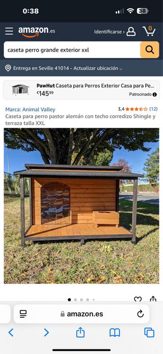 Caseta perro XXL exterior madera con terraza