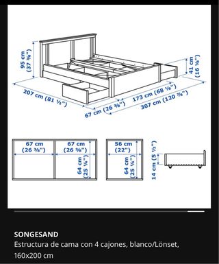 Estructura de Cama Ikea Blanca 160x200