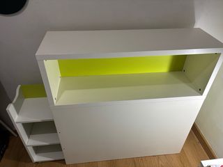 Cabecero-estantería Flaxa blanco y verde
