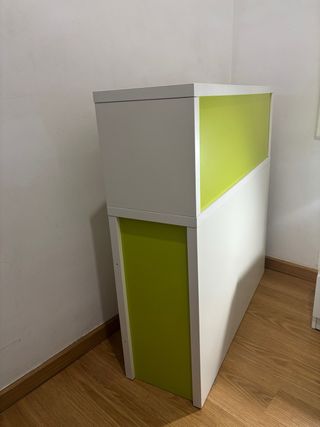 Cabecero-estantería Flaxa blanco y verde