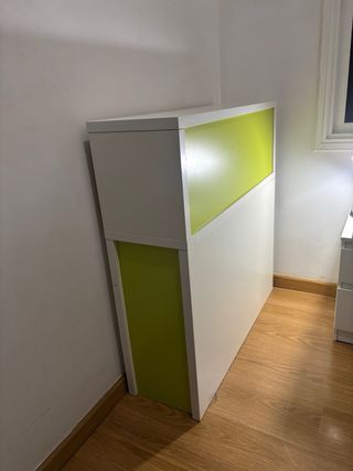 Cabecero-estantería Flaxa blanco y verde