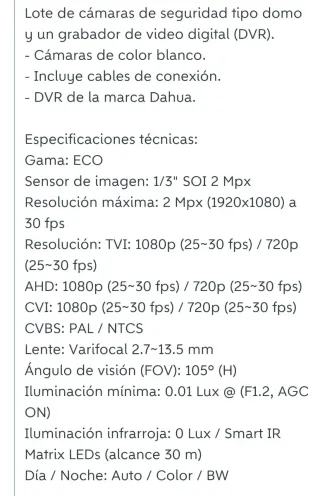 Equipo Cámaras Vigilancia Dahua