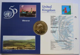 Moneda 2 Libras Reino Unido 1995 ONU