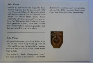 Medalla y autógrafo Fritz Walter, Mundial 1990