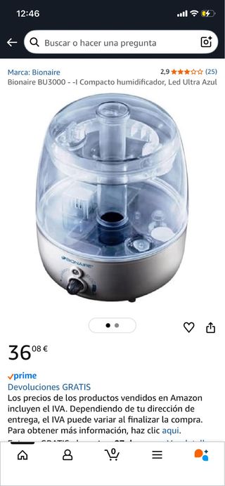 Humidificador BIONAIRE BU3000 nuevo