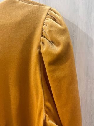 Camiseta terciopelo mostaza Anatomia manga larga