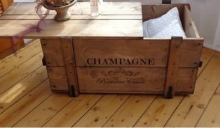 Mesa Auxiliar Caja Madera Estilo Champagne