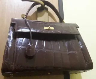 Bolso Piel Cocodrilo Marrón