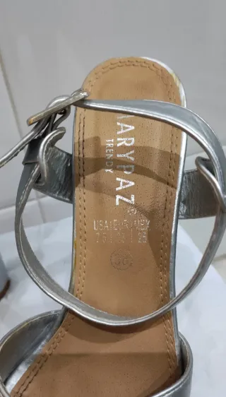 Tacones Plateados Plataforma Talla 38