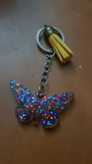 Portachiavi farfalla resina glitterata