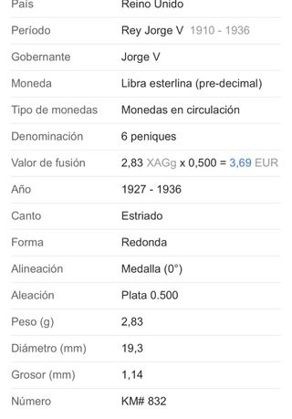 Lote 5 Monedas Sixpence Británicas Antiguas plata