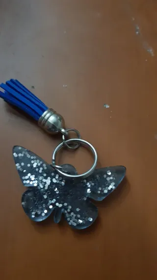 Portachiavi farfalla resina glitterata